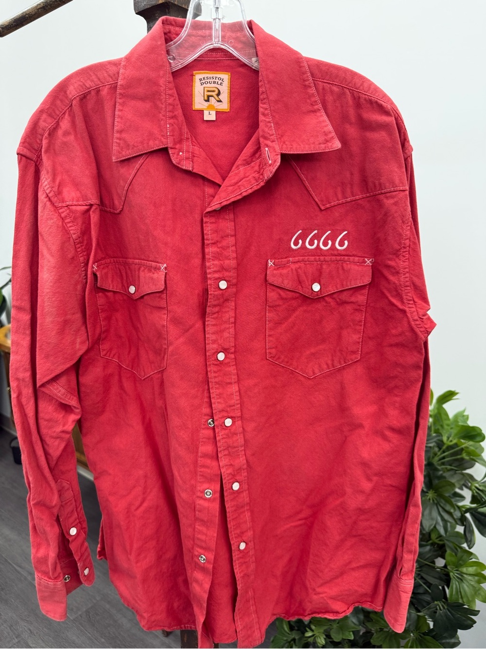 Resistol Double R Men's Red Button-Down Red Shirt
